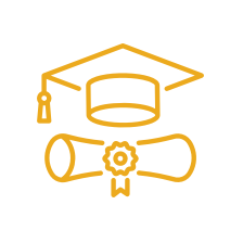 Weaver Popcorn: Benefits - Tuition Reimbursement. A yellow icon of a mortar board and diploma