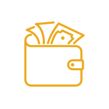 Weaver Popcorn: Benefits - Great Pay A yellow icon of a Wallet stuffed with cash.