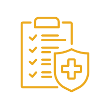 Weaver Popcorn: Benefits - Insurance A yellow icon of a clipboard with a checklist on it.